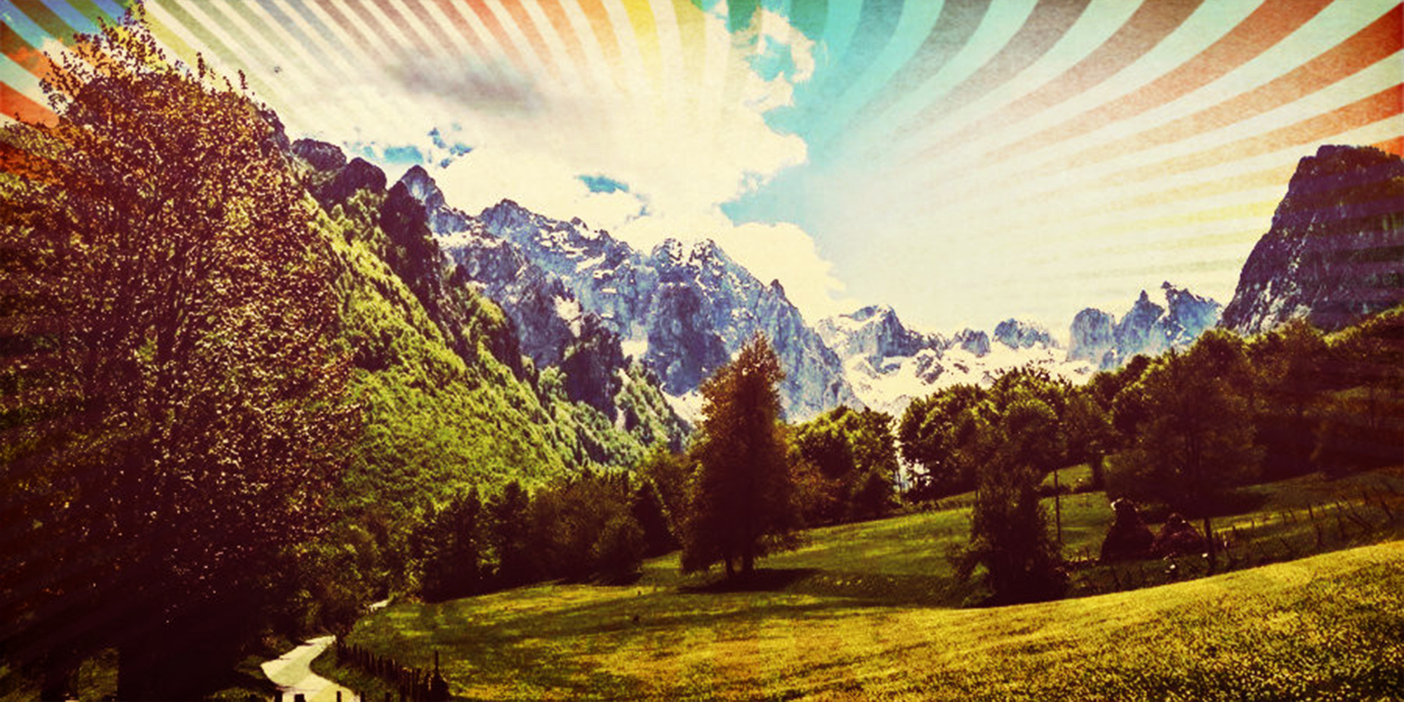 Albanian mountain and valley scene